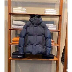 Zegna Men’s Hooded Quilted Down Jacket Navy XXXL UXTA7A6